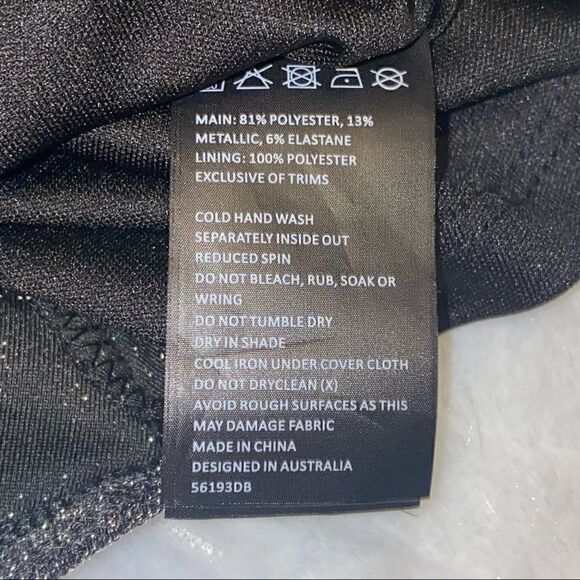 Bardot Marlena Silver Metallic Shimmer Long Balloon Sleeve Short Dress size 6 - Picture 12 of 12